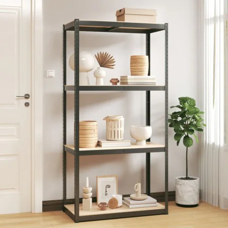 4-shelf steel and anthracite plywood shelving unit by vidaXL, Industrial shelving - Ref: Foro24-152849, Price: 48,41 €, Disco...