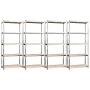 5-level shelf, 4 units, steel, plywood, silver by vidaXL, Industrial shelving - Ref: Foro24-3154156, Price: 136,13 €, Discoun...