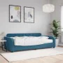 Sofa bed with blue velvet mattress 100x200 cm by vidaXL, Beds and slatted bases - Ref: Foro24-3196911, Price: 392,34 €, Disco...