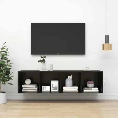 Wand-TV-Möbel Sperrholz schwarz glänzend 37x37x142,5 cm von vidaXL, TV-Möbel - Ref: Foro24-805496, Preis: 64,88 €, Rabatt: %