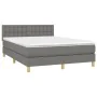 Box spring bed mattress and LED lights dark gray fabric 140x190 cm by vidaXL, Beds and slatted bases - Ref: Foro24-3134030, P...