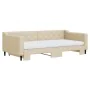 Trundle sofa bed with cream fabric mattress 100x200 cm by vidaXL, Beds and slatted bases - Ref: Foro24-3197453, Price: 446,24...