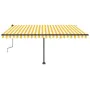 Manual retractable awning with yellow and white LED 450x350 cm by vidaXL, Awnings - Ref: Foro24-3069843, Price: 578,65 €, Dis...