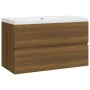 Mueble de baño con lavabo madera contrachapada marrón roble de vidaXL, Tocadores de baño - Ref: Foro24-3120344, Precio: 216,0...