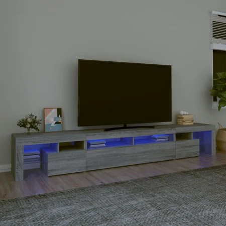 TV cabinet with LED lights Sonoma gray 260x36.5x40 cm by vidaXL, TV Furniture - Ref: Foro24-3152784, Price: 179,39 €, Discoun...