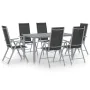 7-piece garden dining set, silver and black aluminum by vidaXL, Garden sets - Ref: Foro24-3070636, Price: 448,64 €, Discount: %