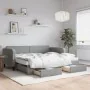 Trundle sofa bed with drawers light gray fabric 90x200 cm by vidaXL, Beds and slatted bases - Ref: Foro24-3196870, Price: 491...