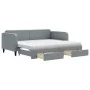 Trundle sofa bed with drawers light gray fabric 90x200 cm by vidaXL, Beds and slatted bases - Ref: Foro24-3196870, Price: 491...