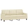 Cream synthetic leather 3-piece sofa set with cushions by vidaXL, Sofas - Ref: Foro24-3201339, Price: 636,75 €, Discount: %