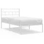 Metal bed frame with white headboard 90x200 cm by vidaXL, Beds and slatted bases - Ref: Foro24-355701, Price: 62,19 €, Discou...