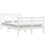 Small double bed frame white solid wood 120x190cm by vidaXL, Beds and slatted bases - Ref: Foro24-3105286, Price: 138,16 €, D...