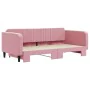 Pink velvet trundle sofa bed 100x200 cm by vidaXL, Beds and slatted bases - Ref: Foro24-3197073, Price: 305,71 €, Discount: %