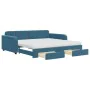 Trundle sofa bed with drawers blue velvet 100x200 cm by vidaXL, Beds and slatted bases - Ref: Foro24-3197007, Price: 493,58 €...