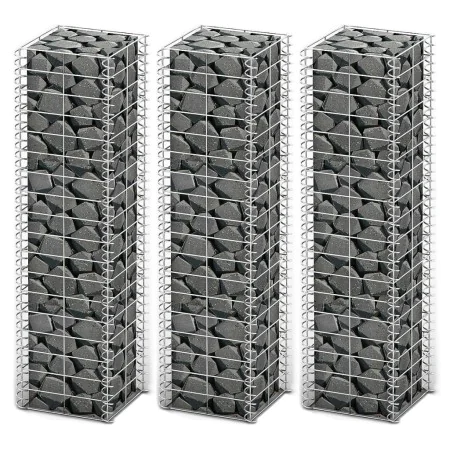 Galvanized wire gabion wall baskets 25x25x100 3 units by vidaXL, fence panels - Ref: Foro24-141045, Price: 51,85 €, Discount: %