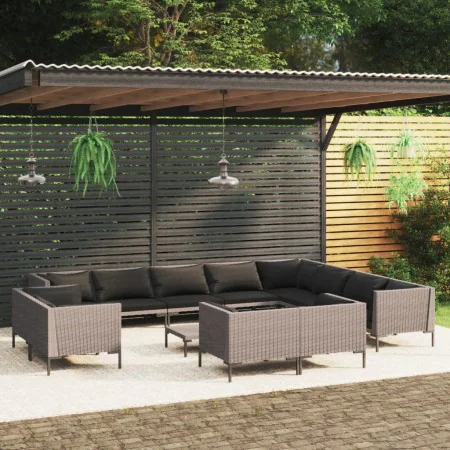 Garden furniture 13 pieces and cushions dark gray synthetic rattan by vidaXL, Garden sets - Ref: Foro24-3099905, Price: 1,00 ...