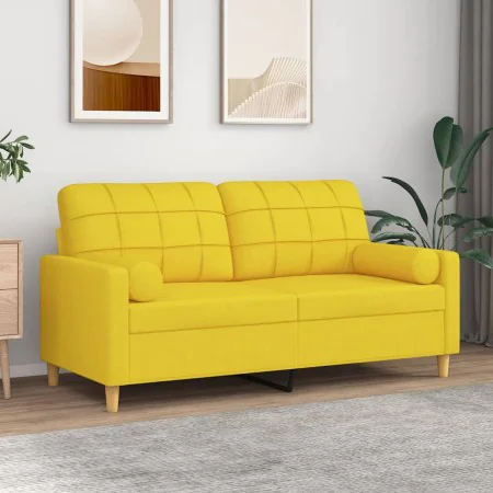 2-seater sofa with light yellow fabric cushions, 140 cm by vidaXL, Sofas - Ref: Foro24-3200787, Price: 255,72 €, Discount: %