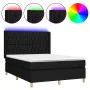 Boxspringbettmatratze und LED-Leuchten aus schwarzem Stoff 140x200 cm von vidaXL, Betten und Lattenroste - Ref: Foro24-313911...