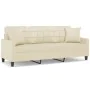 3-seater sofa with cream-colored synthetic leather cushions 180 cm by vidaXL, Sofas - Ref: Foro24-3200809, Price: 268,75 €, D...