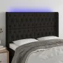 Black fabric headboard with LED 147x16x118/128 cm by , Headboards and footboards - Ref: Foro24-3124384, Price: 165,93 €, Disc...