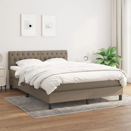 Box spring bed with taupe gray fabric mattress 140x200 cm by , Beds and slatted bases - Ref: Foro24-3140301, Price: 473,55 €,...