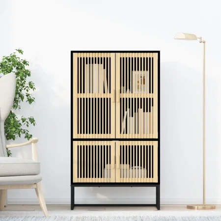 Tall black plywood sideboard 70x35x125 cm by , Lockers and storage cabinets - Ref: Foro24-352140, Price: 182,07 €, Discount: %