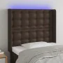 Headboard with LED brown synthetic leather 103x16x118/128 cm by , Headboards and footboards - Ref: Foro24-3124135, Price: 84,...