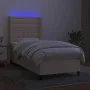 Box spring bed mattress and LED lights cream fabric 90x200 cm by , Beds and slatted bases - Ref: Foro24-3138610, Price: 374,4...