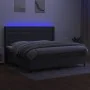 Box spring bed mattress and LED lights light gray fabric 200x200 cm by , Beds and slatted bases - Ref: Foro24-3138662, Price:...