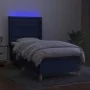 Box spring bed mattress and LED lights blue fabric 80x200 cm by , Beds and slatted bases - Ref: Foro24-3139155, Price: 355,61...