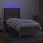 Boxspringbett mit Matratze und LED-Leuchten taupegrauer Stoff 90x200 cm von , Betten und Lattenroste - Ref: Foro24-3139169, P...