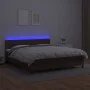 Cama box spring colchón y LED cuero sintético marrón 180x200 cm de , Camas y somieres - Ref: Foro24-3134240, Precio: 572,84 €...