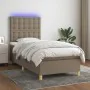 Box spring bed with mattress and LED lights taupe gray fabric 90x200 cm by , Beds and slatted bases - Ref: Foro24-3135729, Pr...