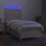 Box spring bed mattress and LED lights cream fabric 90x190 cm by , Beds and slatted bases - Ref: Foro24-3135722, Price: 369,1...