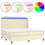 Boxspringbett mit Matratze und LED-Creme-Kunstleder 200x200 cm von , Betten und Lattenroste - Ref: Foro24-3139405, Preis: 723...