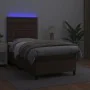 Boxspringbett mit Matratze und LED-braunem Kunstleder 100x200 cm von , Betten und Lattenroste - Ref: Foro24-3135930, Preis: 4...