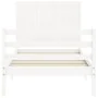 White solid wood bed frame with headboard by , Beds and slatted bases - Ref: Foro24-3194472, Price: 110,21 €, Discount: %