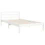 White solid wood bed frame with headboard by , Beds and slatted bases - Ref: Foro24-3194472, Price: 110,21 €, Discount: %