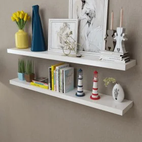 2pcs White MDF Floating Wall Shelves for Books/DVD by vidaXL, Shelves and shelves - Ref: Foro24-242186, Price: 54,32 €, Disco...