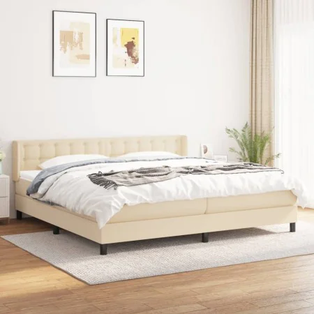 Box spring bed with cream fabric mattress 200x200 cm by , Beds and slatted bases - Ref: Foro24-3130062, Price: 623,69 €, Disc...