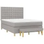 Box spring bed with light gray fabric mattress 140x190 cm by , Beds and slatted bases - Ref: Foro24-3137469, Price: 547,96 €,...