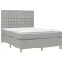 Box spring bed mattress and LED lights light gray fabric 140x190 cm by , Beds and slatted bases - Ref: Foro24-3135749, Price:...