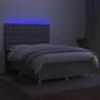 Box spring bed mattress and LED lights light gray fabric 140x190 cm by , Beds and slatted bases - Ref: Foro24-3135749, Price:...