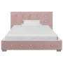 Bed with pink velvet viscoelastic mattress 90x200 cm by , Beds and slatted bases - Ref: Foro24-278137, Price: 384,85 €, Disco...