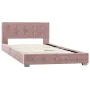 Bed with pink velvet viscoelastic mattress 90x200 cm by , Beds and slatted bases - Ref: Foro24-278137, Price: 384,85 €, Disco...