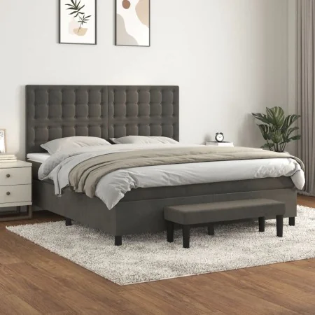 Boxspringbett mit dunkelgrauer Samtmatratze 180x200 cm von , Betten und Lattenroste - Ref: Foro24-3138098, Preis: 654,11 €, R...