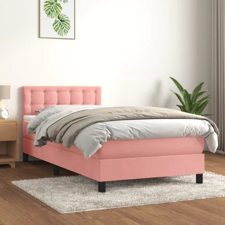 Boxspringbett mit rosa Samtmatratze 90x190 cm von , Betten und Lattenroste - Ref: Foro24-3141520, Preis: 311,36 €, Rabatt: %