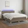 Boxspringbett mit Matratze und LED-Leuchten taupegrauer Stoff 140x190 cm von , Betten und Lattenroste - Ref: Foro24-3134033, ...