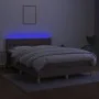 Boxspringbett mit Matratze und LED-Leuchten taupegrauer Stoff 140x190 cm von , Betten und Lattenroste - Ref: Foro24-3134033, ...