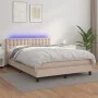 Box spring bed LED mattress cappuccino synthetic leather 140x200cm by , Beds and slatted bases - Ref: Foro24-3134230, Price: ...