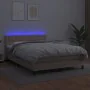 Box spring bed LED mattress cappuccino synthetic leather 140x200cm by , Beds and slatted bases - Ref: Foro24-3134230, Price: ...